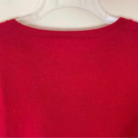 Catherine Malandrino Red Animal Print Leopard Heart 100% Cashmere Sweater Large - Picture 4 of 8